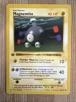 Magnemite 53/102 Pokemon 1st Edition Shadowless Base Set MP - Image 1