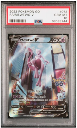 2022 POKEMON GO FULL ART MEWTWO V #072 PSA 10 - Image 1