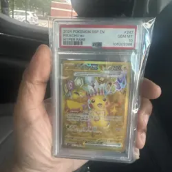 Pikachu ex 247/191 Sv08: Surging Sparks Holo Hyper Rare 2024 Pokemon PSA 10 - Image 1