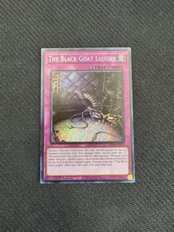 YUGIOH THE BLACK GOAT LAUGHS SECRET RARE PHNI-EN078 1ST NEAR MINT - Image 1