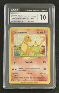 Charmander 001/034 Holo CGC 10 Gem Mint Pokemon TCG: Classic Collection 2023 - Image 1