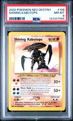 2002 POKEMON NEO DESTINY #108 SHINING KABUTOPS PSA 8 - Image 1