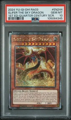 Yugioh Slifer the Sky Dragon RA03-EN244 1st Quarter Century Rare PSA 10 GEM MINT - Image 1