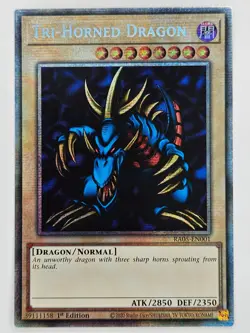 YuGiOh Rarity V 5 RA05-EN001 Tri-Horned Dragon Starlight Rare - Image 1