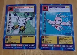 Digimon Cards 1999 Gatomon MarineAngemon Gold Foil Bandai Lot of 2 - Image 1