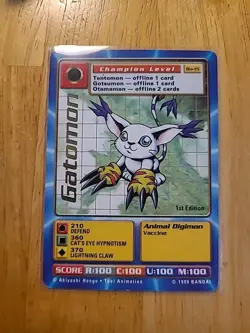 Digimon Cards 1999 Gatomon MarineAngemon Gold Foil Bandai Lot of 2 - Image 2