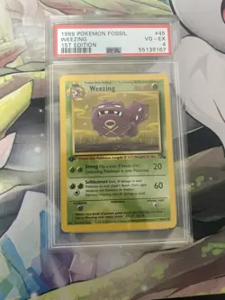 PSA 4 EXCELLENT 1999 Pokemon Fossil #45 Weezing 1st Edition !!! - Image 1