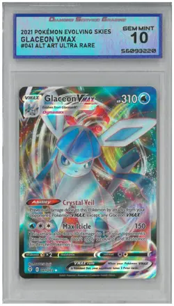 2021 Pokemon Evolving Skies GLACEON VMAX #041/203 Ultra Rare 💎 DSG 10 Gem Mint - Image 1