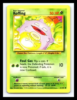 💥 KOFFING | Pokemon TCG 1999 | (Base Set) Non Holo Vintage # 51/102 - Image 1