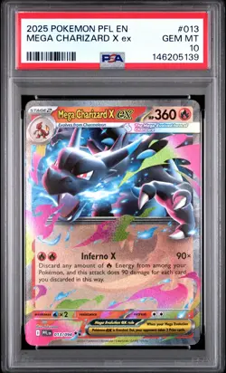 2025 POKEMON PFL EN-PHANTASMAL FLAMES #013 MEGA CHARIZARD X EX PSA 10 - Image 1