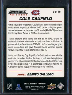 2021-22 Upper Deck Credentials Pro Visions #9 Cole Caufield - Image 2