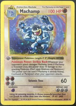 Machamp 8/102 Base Set 1st Edition Shadowless Holo Rare Pokemon Card LP - Image 1