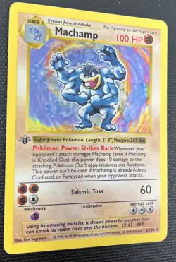 Machamp 8/102 Base Set 1st Edition Shadowless Holo Rare Pokemon Card LP - Image 2