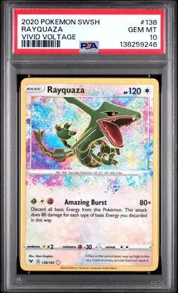 2020 Pokemon Sword & Shield Vivid Voltage #138 Rayquaza Vivid Voltage PSA 10 - Image 1