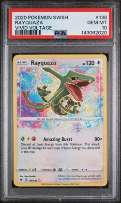 2020 Pokemon Sword & Shield Vivid Voltage #138 Rayquaza Vivid Voltage PSA 10 - Image 1