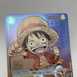 One Piece Monkey D. Luffy P-037 1st Anniversary Stamped Tournament Holo Promo NM - Image 2
