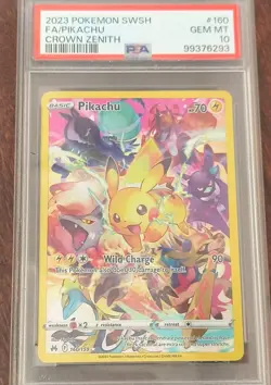 Pokemon 2023 Crown Zenith Pikachu Secret Rare Full Art Holo PSA GEM 10 160/159 - Image 1