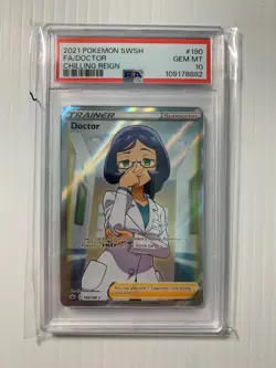 2021 Pokemon Chilling Reign Doctor Full Art 190/198 PSA 10 - Image 1