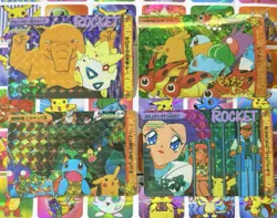 Pokemon Vintage Pocket Monsters Vending HOLO Prism (4x) Stickers 1998 Nintendo - Image 2