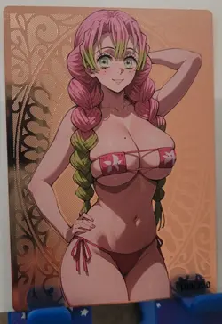 Mitsuri Kanroji Double Sided Gold Metal Card LSP Goddess Story Waifu #109/200 - Image 3