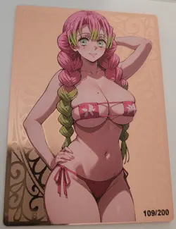 Mitsuri Kanroji Double Sided Gold Metal Card LSP Goddess Story Waifu #109/200 - Image 4