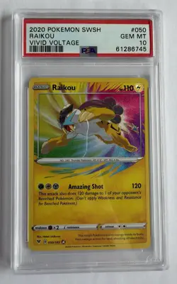 Pokemon Raikou SWSH04: Vivid Voltage #050/185 PSA 10 - Image 1