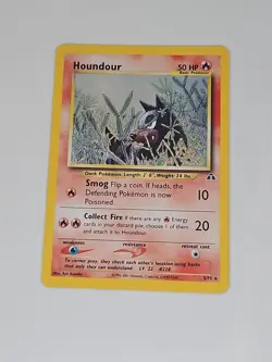 Pokemon TCG Houndour 5/75 Holo Unlimited Neo Discovery NM Rare Swirl - Image 1