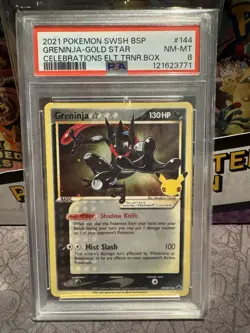 2021 POKEMON SWSH BLACK STAR PROMO #144 GRENINJA GOLD STAR CELEBRATIONS PSA 8 - Image 1