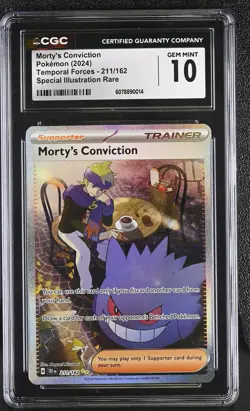 Pokemon GRADED Morty's Conviction 211/162 Temporal Forces SIR 10 ENGLISH - Image 1