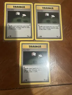 Pokemon Fossil Gambler 60/62 1st Edition LP-MP X 3 - Image 1