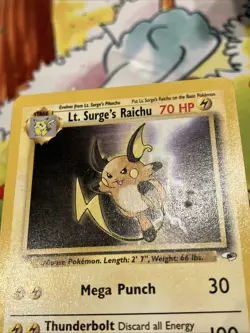 Lt. Surge's Raichu 28/132 Rare Gym Heroes Pokemon Unlimited HP - Image 2