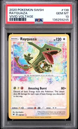 2020 Pokemon Sword & Shield Vivid Voltage #138 Rayquaza Vivid Voltage PSA 10 - Image 1