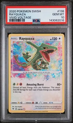 2020 Pokemon Sword & Shield Vivid Voltage #138 Rayquaza Vivid Voltage PSA 10 - Image 1
