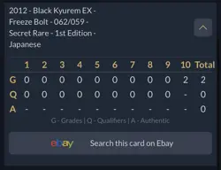 Pokemon Black Kyurem EX Freeze Bolt 1st Edition Ace 10 Perfect Subgrades! POP 2 - Image 3