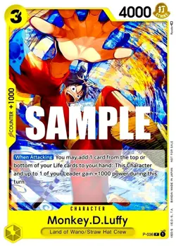Monkey D. Luffy RARE PROMO ANNIVERSARY ALT ART P-036 ONE PIECE TCG NM - Image 2