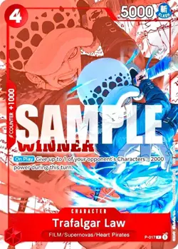 Trafalgar Law RARE WINNER CHAMPIONSHIP ALT ART P-017 ONE PIECE TCG NEAR MINT NM - Image 2