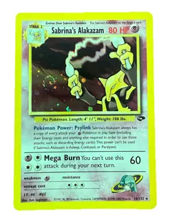 Pokemon TCG Holographic Sabrina’s Alakazam Gym Challenge Card 16/132 - Image 1