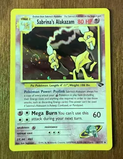 Pokemon TCG Holographic Sabrina’s Alakazam Gym Challenge Card 16/132 - Image 2