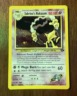 Pokemon TCG Holographic Sabrina’s Alakazam Gym Challenge Card 16/132 - Image 3