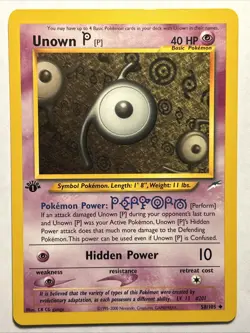 Unown [P] 58/105 Neo Destiny 1st Edition Pokemon TCG Vintage WOTC Card NM - Image 1