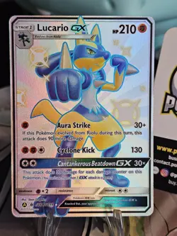 Lucario GX Full Art Holo Card SV64/SV94 Shiny Hidden Fates Pokemon TCG NM - Image 1
