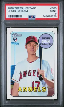 2018 TOPPS HERITAGE #600 SHOHEI OHTANI ROOKIE RC PSA 9 - Image 1