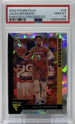 Jalen Brunson PSA 10 -2020 Panini Flux ‘Cracked Ice’ -Knicks, Mavs, Villanova - Image 1
