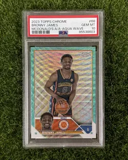 2023 Topps Chrome McDonald's All American Bronny James Aqua Wave /199 PSA 10 - Image 1