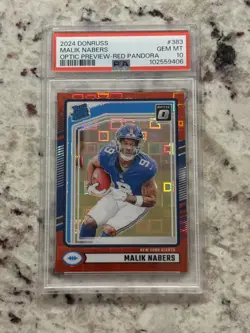 2024 Panini Donruss Malik Nabers #383 Optic Preview Red Pandora PSA 10 - Image 1