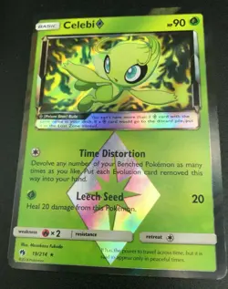 Celebi 19/214 PRISM STAR HOLO RARE Pokemon SM Lost Thunder NM 2018 - Image 1