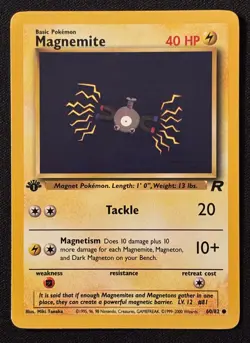 1st Edition Magnemite - Team Rocket - #60/82 - Vintage Pokemon Card 1999 WOTC - Image 1