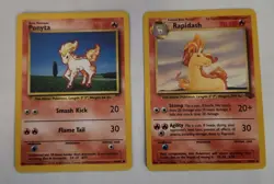Ponyta 60/102 & Jungle Rapidash 44/64 - Pokemon TCG Cards - 1999 - Never Played - Image 1