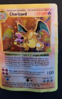 Pokemon TCG Charizard Holo Shadowless Card 4/102 Base Set 1999 DMG - Image 4