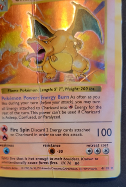 Pokemon TCG Charizard Holo Shadowless Card 4/102 Base Set 1999 DMG - Image 5
